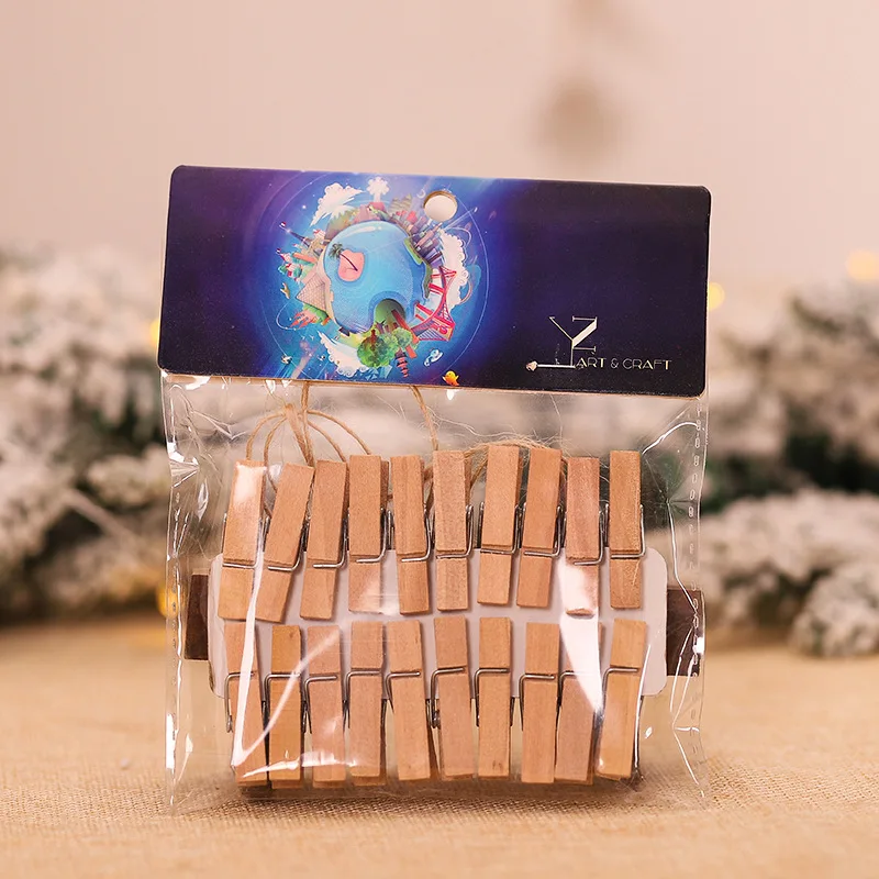 20 шт. Клипсы из натурального дерева рождественские украшения фотозажимы