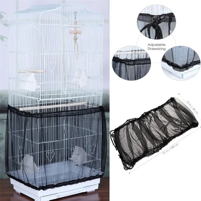 Seed Catcher Guard Mesh Pet Bird Cage Cover Shell Skirt Traps Cage Basket HO3