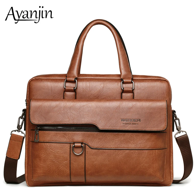 Деловой мужской портативный портфель из искусственной кожи для ноутбука 13, 13,3, 14 дюймов, мужская сумка для Macbook, Xiaomi, huawei, чехол, сумки через плечо