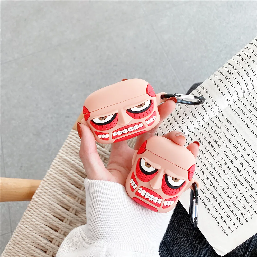 Чехол для наушников Airpods чехол атака на Титанов противоударный силиконовый