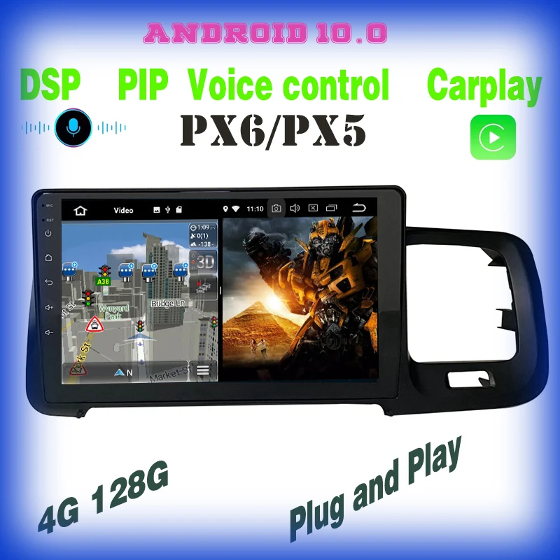 Автомобильный радиоплеер PX6 Android 10 0 с голосовым управлением GPS для volvo S60 2010 2011 2012