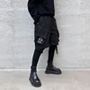 Fake Two Piece Hip Hop Cargo Pants Men‘s Embroidery Drawstring Joggers Ribbon Multi Pockets Techwear Harem Pants 2