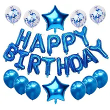 Воздушные шары из фольги на день рождения с голубыми буквами, конфетти, латексные воздушные шары на день рождения, украшения для вечеринки, для детей, для душа, 16 дюймов, 25 шт