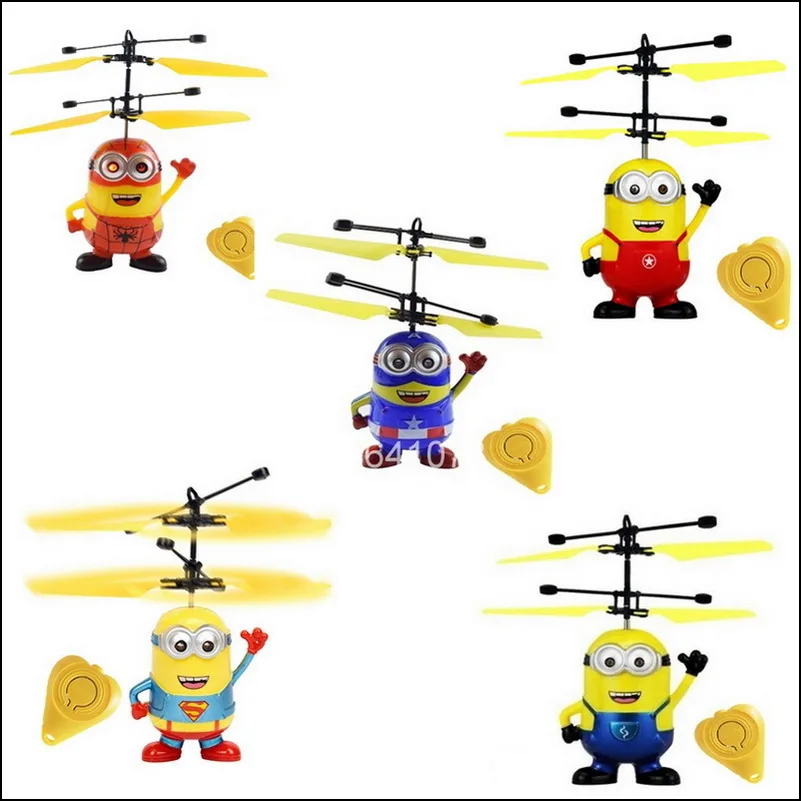 

Educational Toys Drone RC Helicopter Aircraft Mini Drone Fly Flashing Helicopter Hand Control RC Toys Minion Quadcopter Dron LED