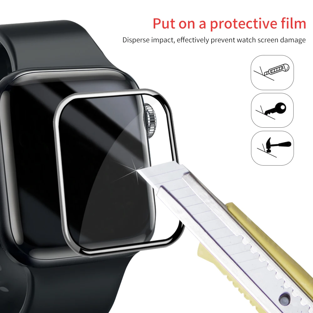 Закаленное 3d стекло с полным покрытием для Apple Watch 6 SE 5 4 40 мм 44 водонепроницаемая Защитная пленка iwatch 3 2 1 38 42