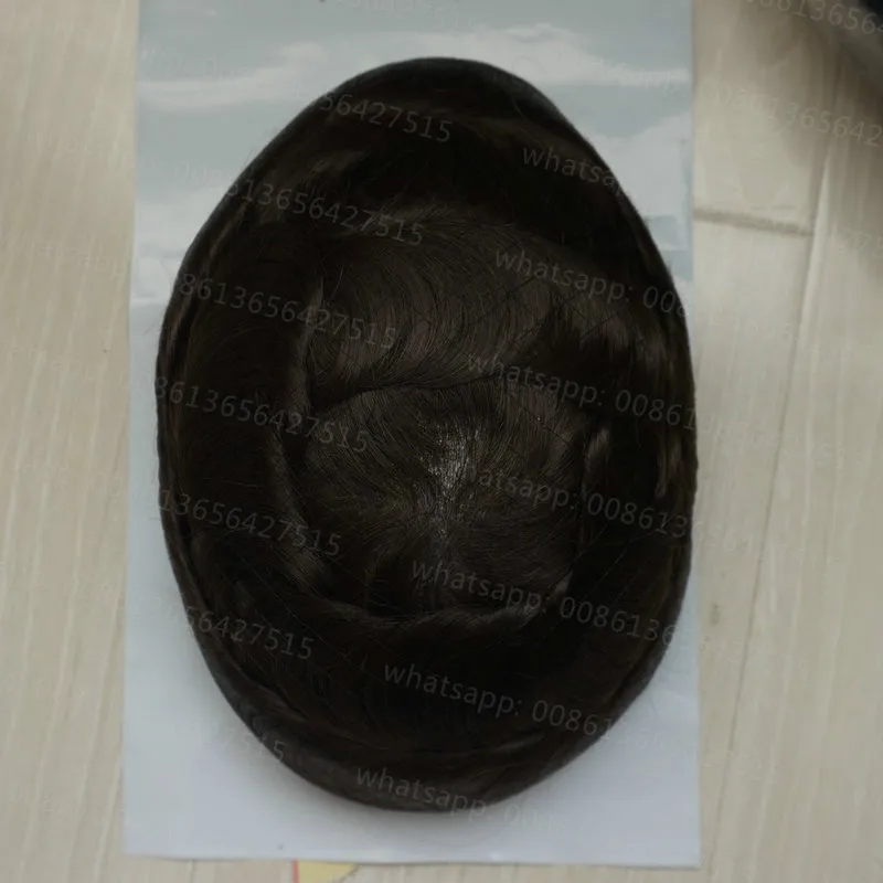 Hstonir Волосы Remy Для мужчин парик для Для мужчин полный PU База Для мужчин S конский волос Замена Системы H080 - Парик Цвет: 2 #