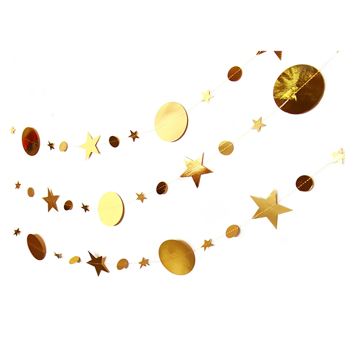 Gold and Silver 4 м золото серебро круг звезда гирлянда декоративная бумага для вечеринок гирлянды баннер флажок на день Рождения овсянка Рождество Свадебный декор - Цвет: Gold and Silver