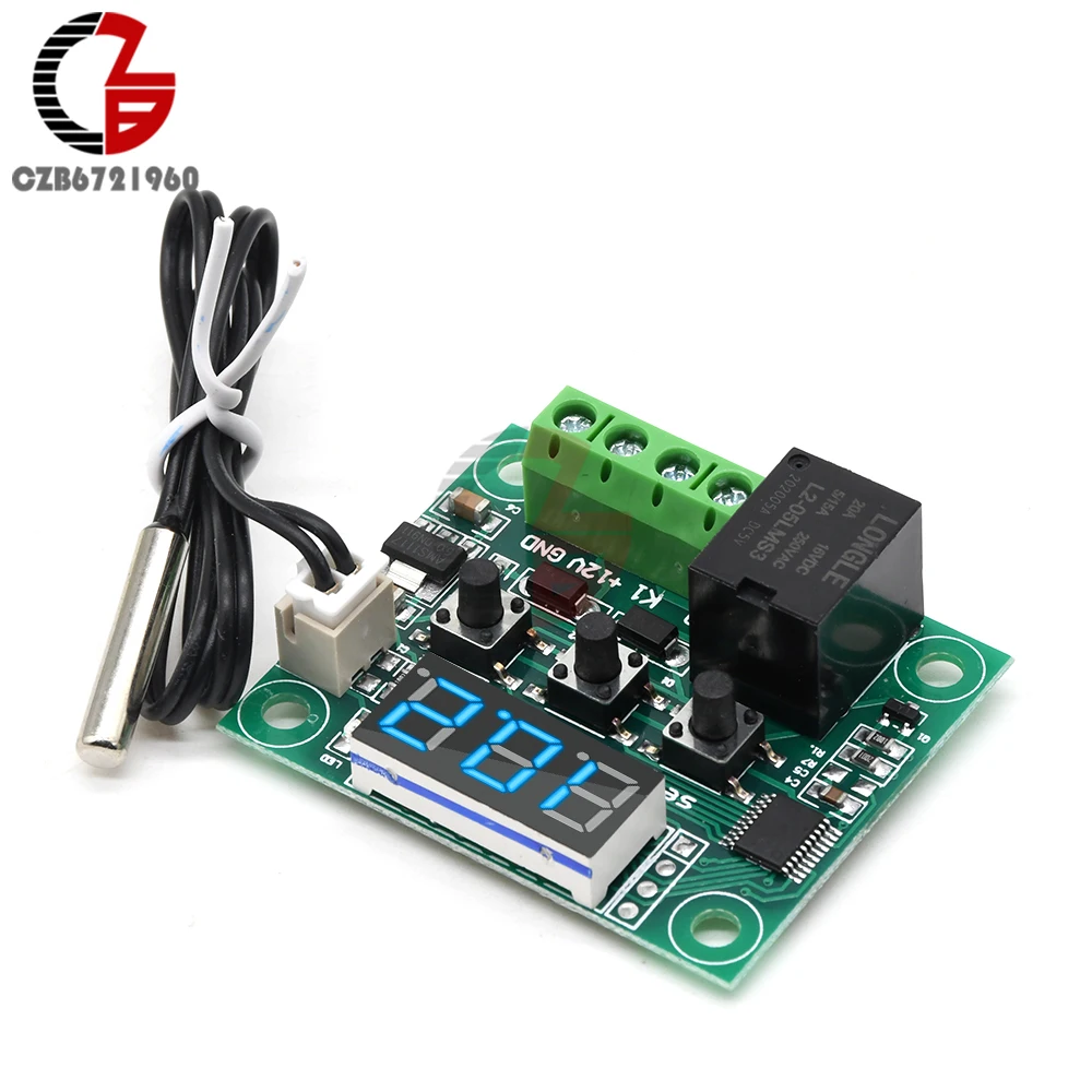 Цифровой терморегулятор DC 5V W1209 Синий светодиодный термостат регулятор