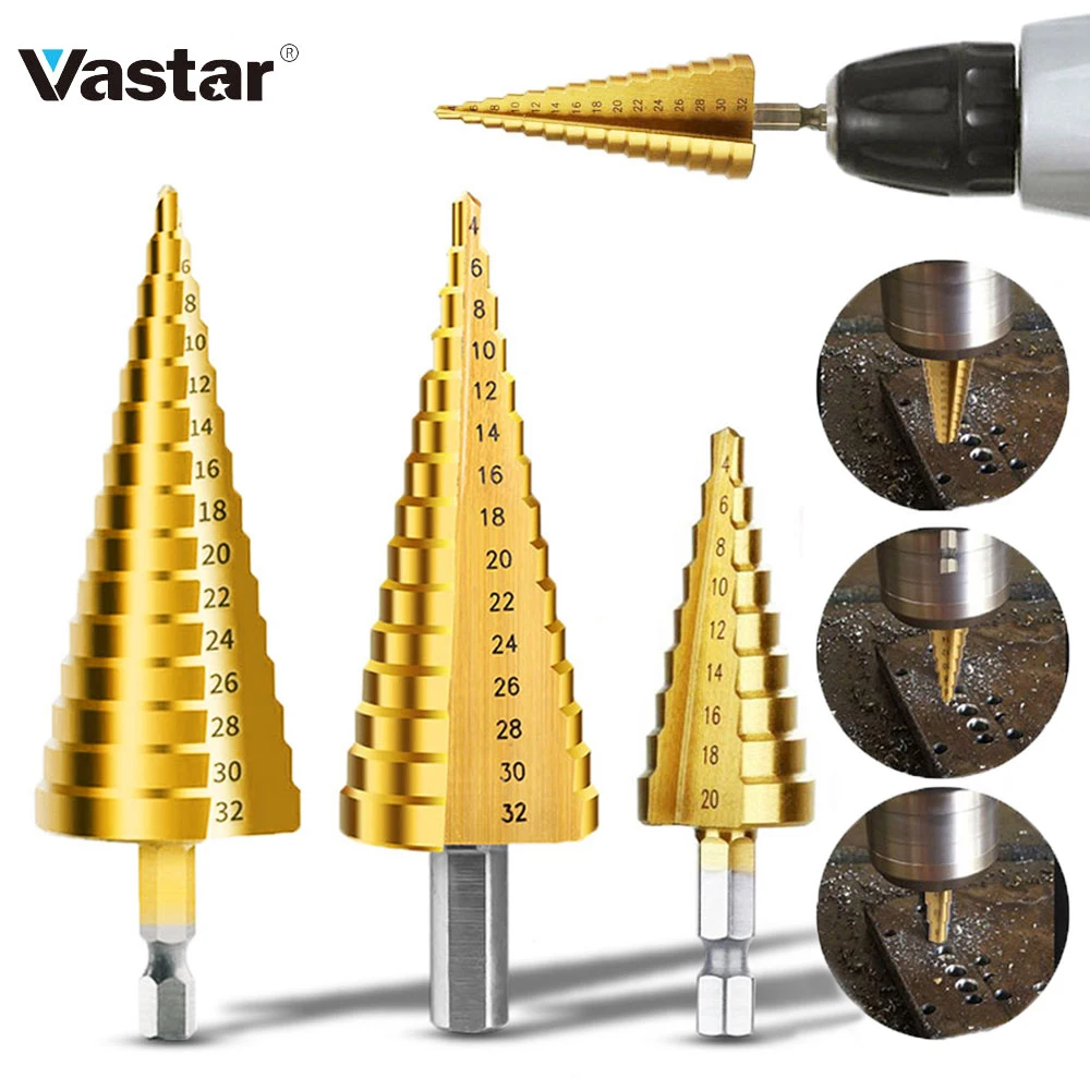 Vastar HSS стальная титановая ступенчатая сверла 3 12 мм 4 20 конусная Cutt инструменты