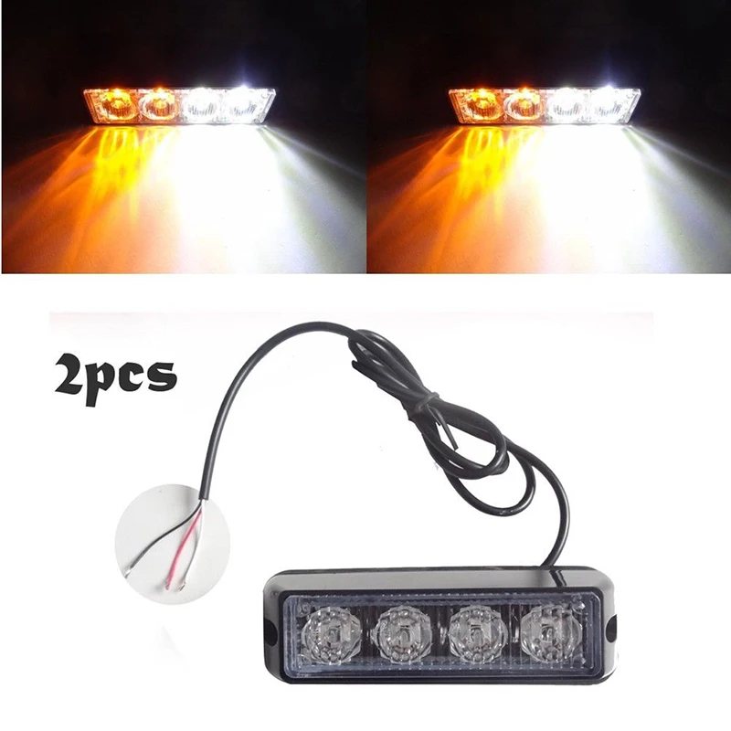 4LED желтый и белый Водонепроницаемый аварийный стробоскопический боковой габаритный светильник