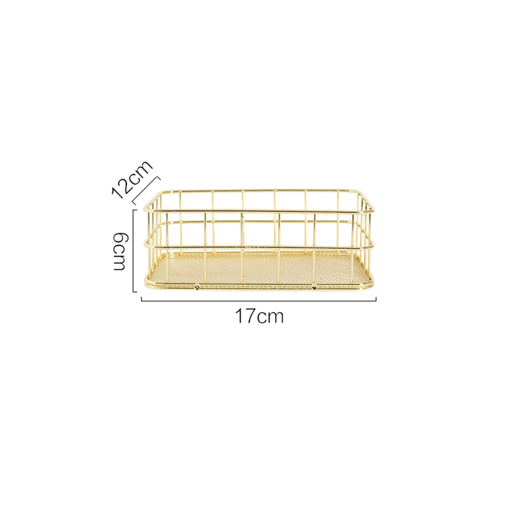 Горячая Скандинавская розовая золотая металлическая проволока, железная корзина для хранения, офисная, настольная, для разного макияжа, держатель для кистей, настольный органайзер для косметики - Цвет: Gold S