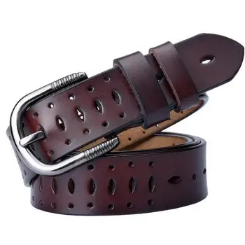 

New Genuine Leather Women's Hollow Belt Jeans Belt Female Student Wild Fashion Leather Women's Belt Decoration 90-110cm