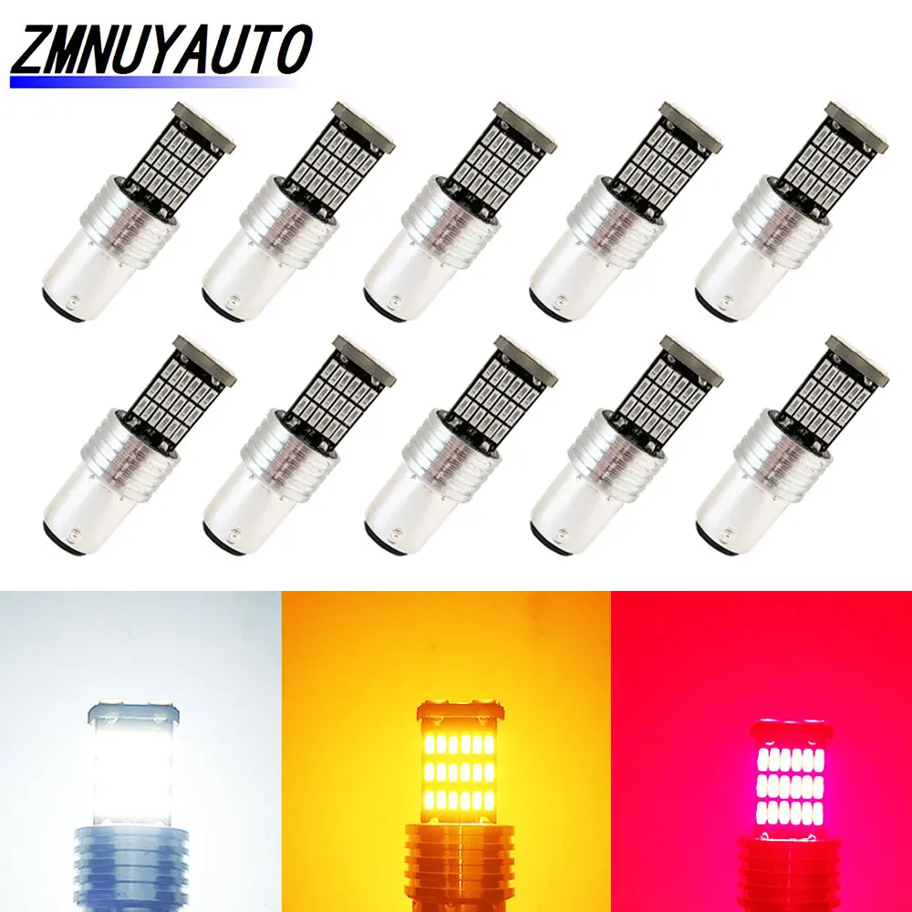 

10 шт. 1156 1157 Автомобильные светодиодные лампы BA15S BAU15S BAY15D светодиодные лампы красный белый желтый 45SMD 4014 P21W PY21W P21/5 W Светодиодные поворотники