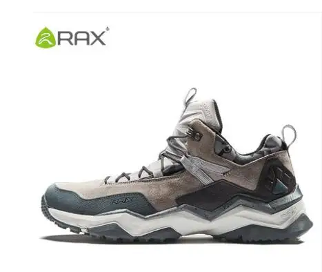 Серый RAX мужские сезонные походные ботинки мужские из натуральной кожи дышащие Нескользящие водонепроницаемые противоударные прогулочные треккинговые походные ботинки - Цвет: Серый