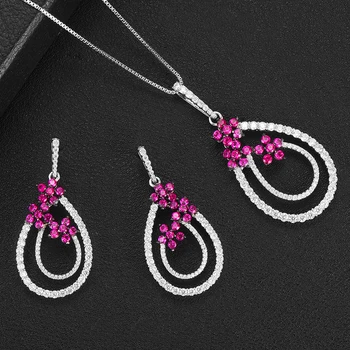 

GODKI Luxury Flower Drops Cubic Zircon Dubai Necklace Earring Jewelry Sets For Women Wedding Indian Dubai Bridal Jewelry Sets