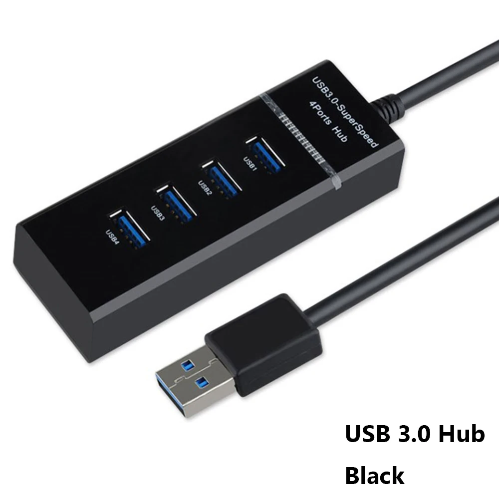 1 шт. 5 Гбит/с высокоскоростной USB 2,0 3,0 концентратор внешний Универсальный 4 порта Профессиональный адаптер разветвитель USB расширитель для компьютера ноутбука - Цвет: Black USB 3.0 Hub