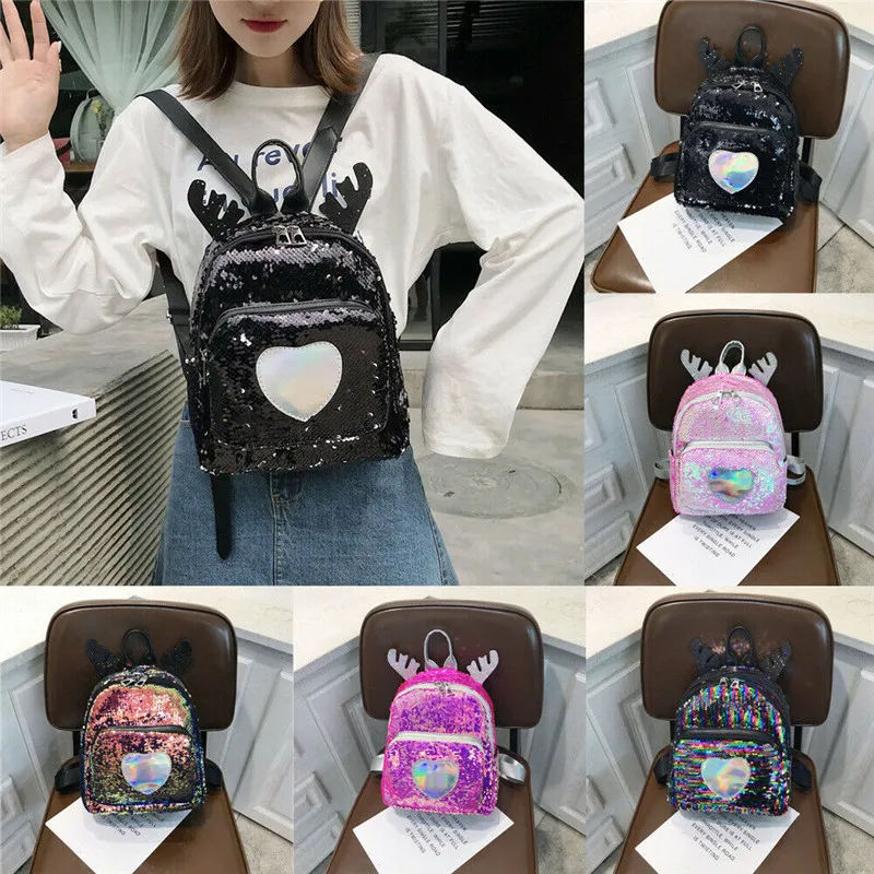 Мини-рюкзак с пайетками в виде единорога для девочек, школьная сумка, рюкзак для путешествий, детская маленькая сумка на плечо, сумочка