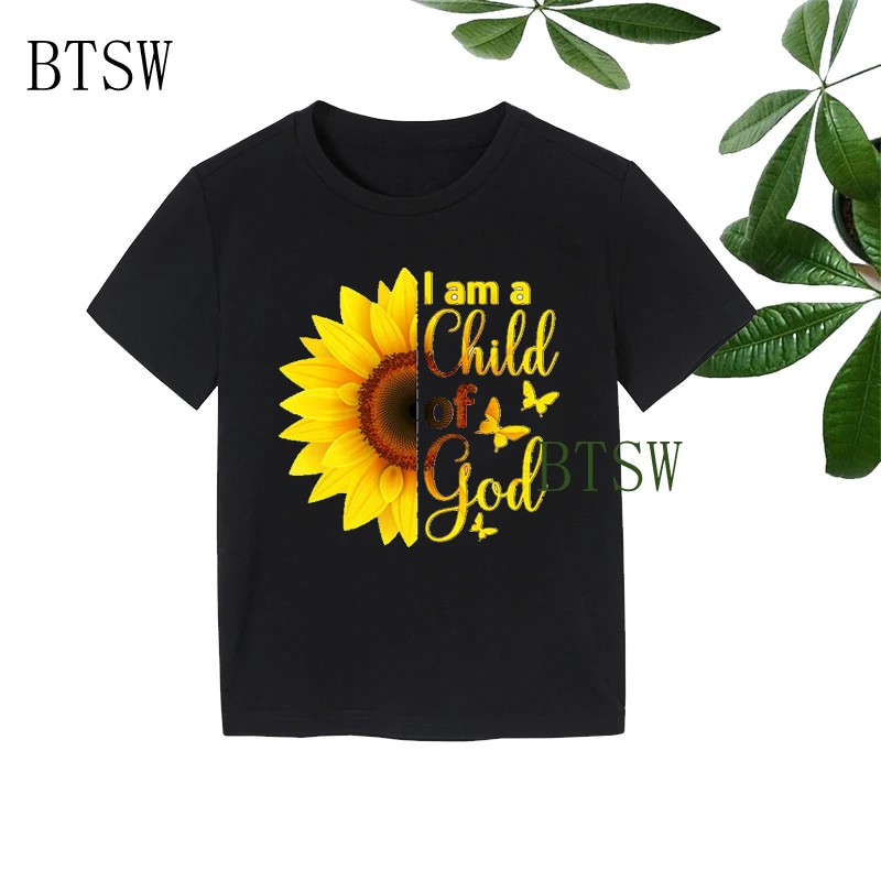 Детская Хлопковая футболка с рисунком подсолнуха летние футболки для маленьких мальчиков и девочек детская модная повседневная одежда топы для маленьких девочек