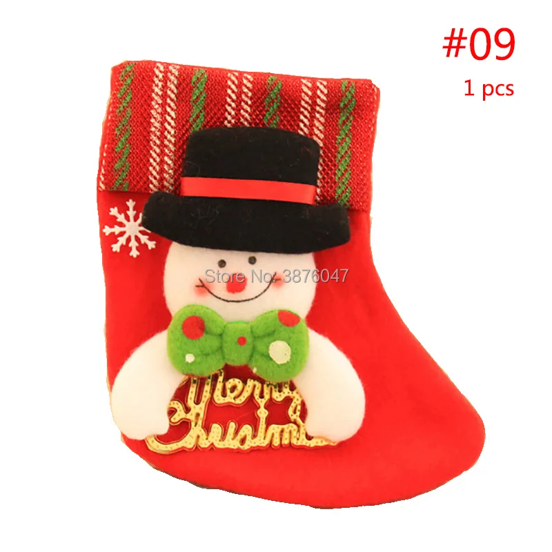 1 шт. рождественские чулки носки подарок конфеты сумки ткань Санта Клаус Снеговик рождественские вечерние предметы интерьера - Цвет: 09