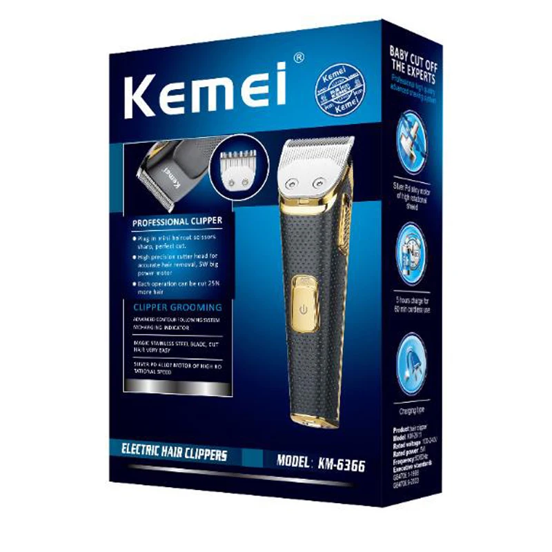 Kemei электрический триммер для волос KM-6366 Беспроводная электрическая машинка для стрижки волос Машинка для гравировки волос перезаряжаемая зарядка через USB
