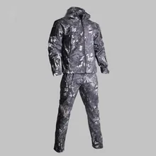 Тактическая охотничья куртка, комплект, камуфляж, софтшелл, водонепроницаемые, ветрозащитные костюмы, армейская уличная стрельба, походная верхняя одежда, одежда