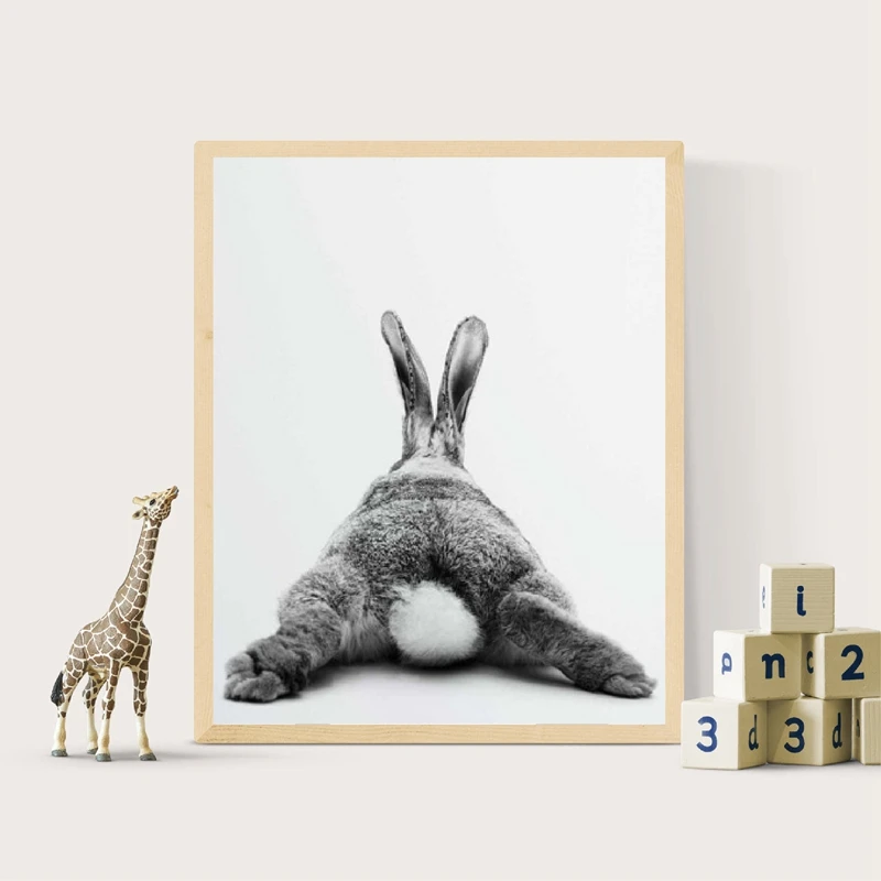 Rabbit-Tail-Prints-Farmhouse-Nursery-Wall-Art-Decor-Animal-Goose-Bunny-Butt-Canvas-Painting-Funny-Bathroom (1)
