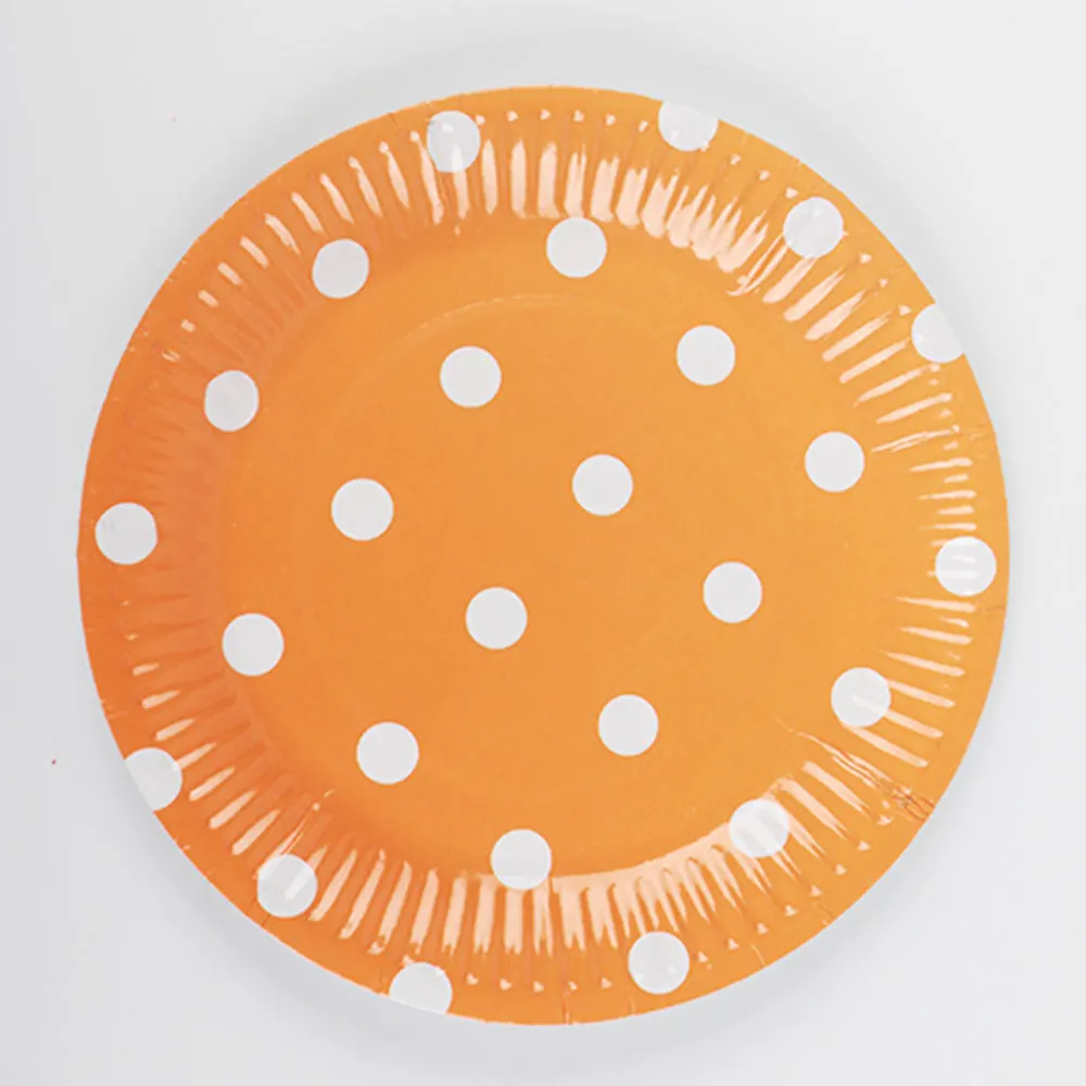 7 inch Orange 10 шт. Бумага пластина одноразовые бумажные тарелки для дня рождения вечерние круглая пластина тарелка для фруктов, пирожных лоток посуда День рождения расходные материалы - Цвет: 7 inch Orange