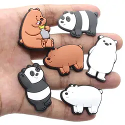 Breloques de chaussures en PVC pour femmes et enfants, 1 pièce, mignon, ours de dessin animé, accessoires de chaussures amusants, sabots de crocodile, boucle jibz, cadeaux de fête de noël pour adultes et enfants 