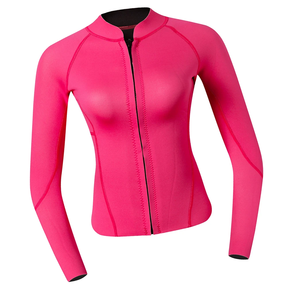 Premium 2mm Neoprene Women Wetsuit Front Zipper For Scuba Diving Swimming Top Rose Red for Diving