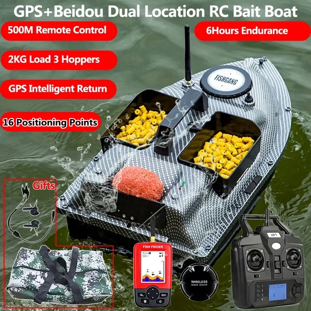 16 GPS Positioning Point Smart Return RC Fishing Boat Independent 3Hopper Fixed Point Nesting 500M LCD Screen RC Bait Boat Toy 1