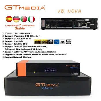

GTMedia V8 Nova DVB S2 H.265 decoder satellite receiver + 3 year CCcam 7 cline built-in WIFI AVS digital televisions Set Top Box
