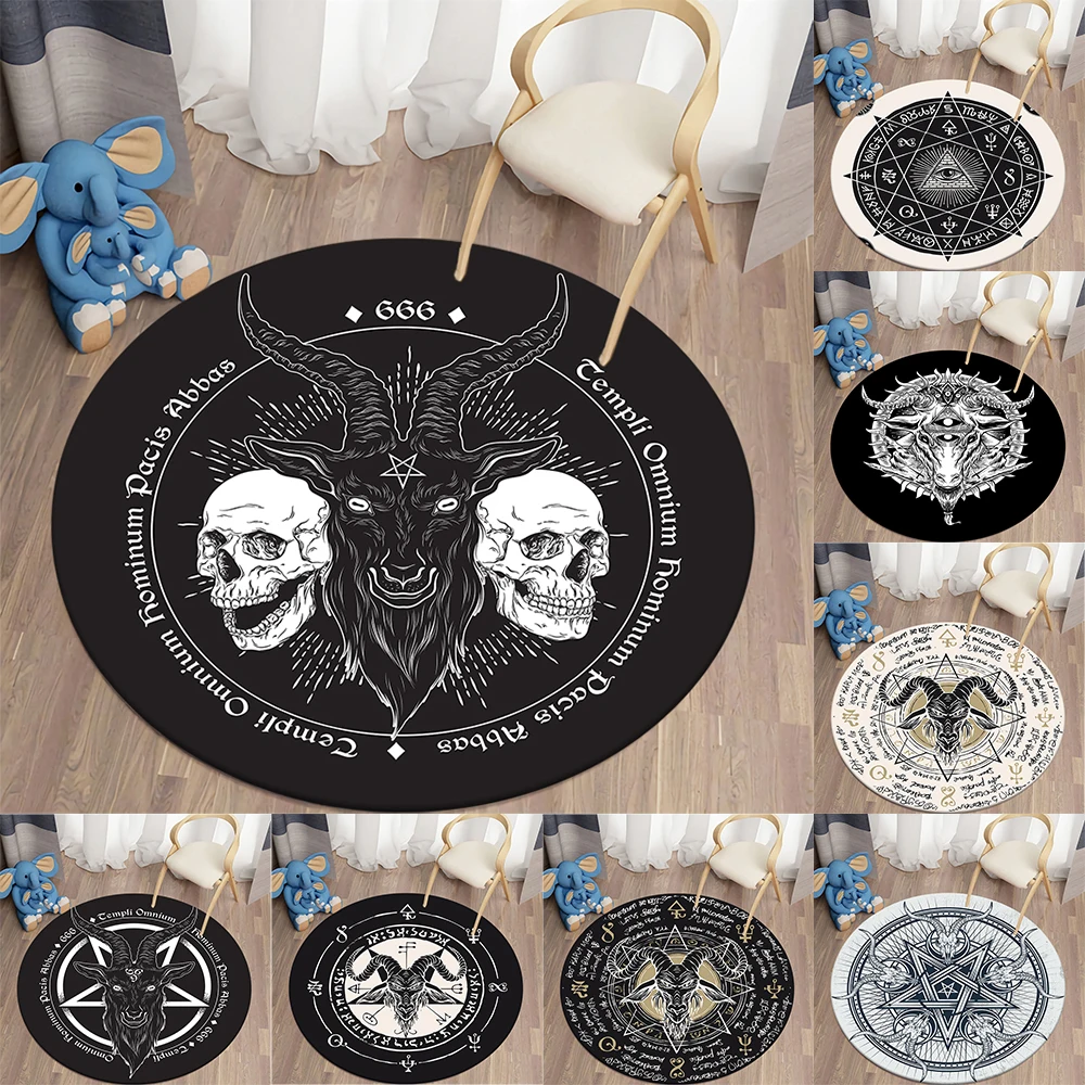 

Satan Pattern Round Carpet for Living Room Rugs Bedroom Mat Kitchen Carpet Doormat Non-Slip Children Flannel Carpet