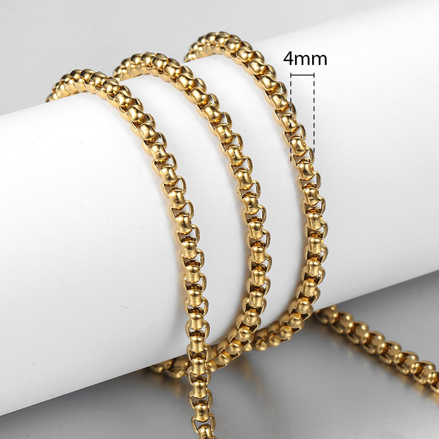 3mm 5mm Black Round Box Link Chain Necklace For Men Boy Stainless Steel Chain Necklace Wholesale Dropshipping Jewelry KNM118