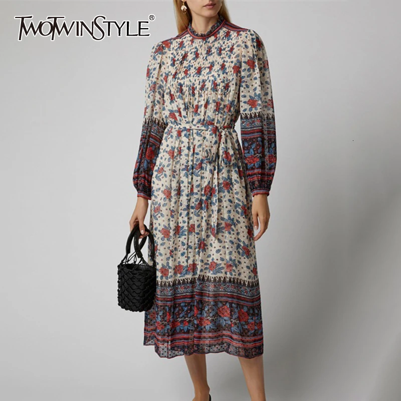 TWOTWINSTYLE Платье с принтом в стиле пэчворк хитовых цветов для женщин длинным