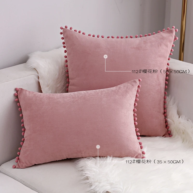 Cilected Ins мягкая замшевая наволочка для подушки с помпоном, наволочка для спальни, дивана, Декоративные Чехлы на подушку 30X50 см/50X50 см - Цвет: Style112