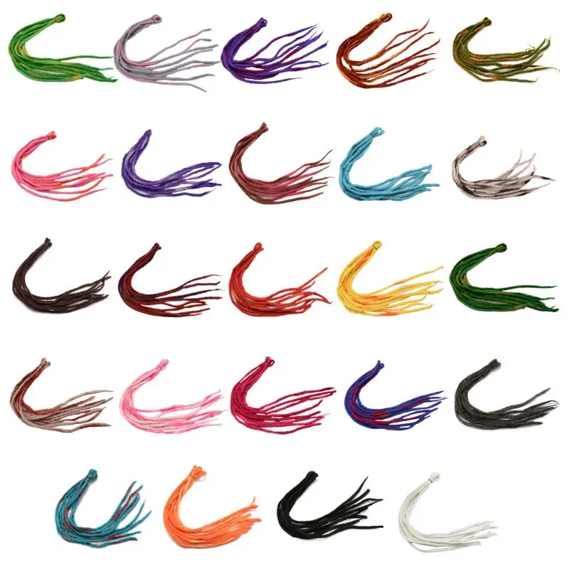 

1Pc Felt Handmade Reggae Dreadlocks Ethnic Style Rainbow Colorful Hair Extensions for Women Girls Hip-Hop Style Crochet Braiding