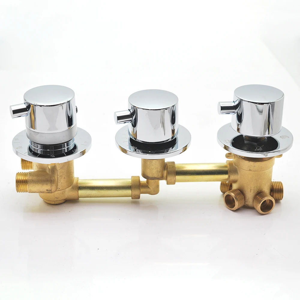 Triple Handle Thermostatic Brass Shower Faucet Shower Room Auto Thermostatic Control Valve Mixer Tap 2/3/4/5 Way Diverter bathroom faucet thermostatic mixing valve shower diverter valve
