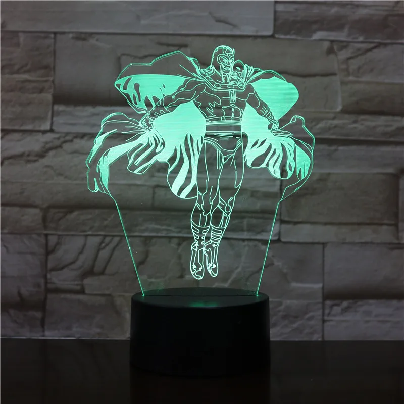 Avengers Hero Kids 3d Table Lamp X Man Sleep Nightlight Illusion USB Touch Sensitive Light Magneto Lamp
