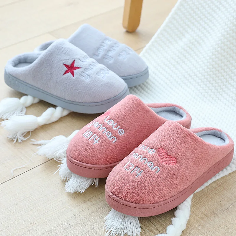 

Winter Couples Wool Slippers Coral Velvet Home Warm Thick Bottomed Anti-slip Time of Childbirth Cotton Slippers Women's Floor Co