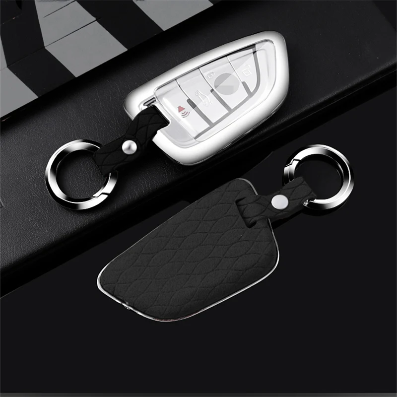 Чехол-книжка с мехом Автомобильный ключ чехол для ключей для BMW 1 3 5X1X3X4X5X6 M3 M5 z4 F20 F30 F10 E90 E60 E30 F15 F16 G30 аксессуары брелок для ключей - Название цвета: D-black