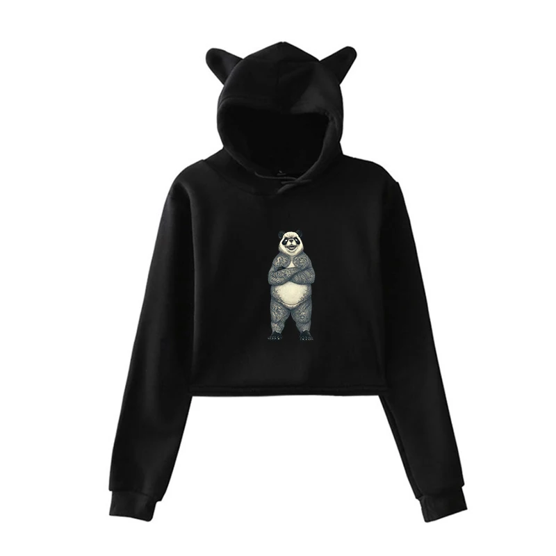 Рисунком панды трусы толстовка осень-зима модные очаровательные кофты с капюшоном для девочек-подростков толстовки Для женщин Harajuku вязаные пуловеры с капюшоном