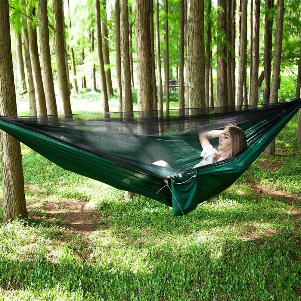 

RASABOX - Foldable Portable Automatic Quick-Open Anti-Mosquito Hammock Outdoor Single Double Parachute Hammock With Mosquito Net