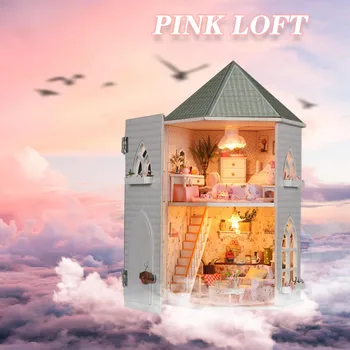 

3D DIY Miniature Doll House Wooden LED Light Dollhouse Model Toy Miniatures Puzzle Box Dolls Houses Loft Toys Kids Birthday Gift