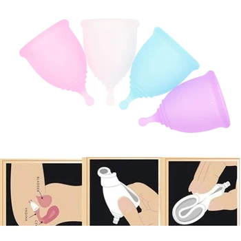 

Medical Silicone Menstrual Cup Feminine Hygiene Menstrual Period Reusable Vaginal Cups With Spong Brush In A Bag
