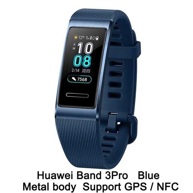 Смарт-браслет huawei Band 3 Pro gps 3, водонепроницаемый Сенсорный Экран 0,95 дюйма, датчик скорости плавания и сна - Цвет: huaweiband3pro blue