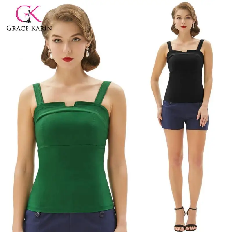 

Grace Karin Fashion Women's Sling Tops Summer Solid Color Slim Fit Strappy Tops Sexy Lady Comfy Cotton Vest Tops