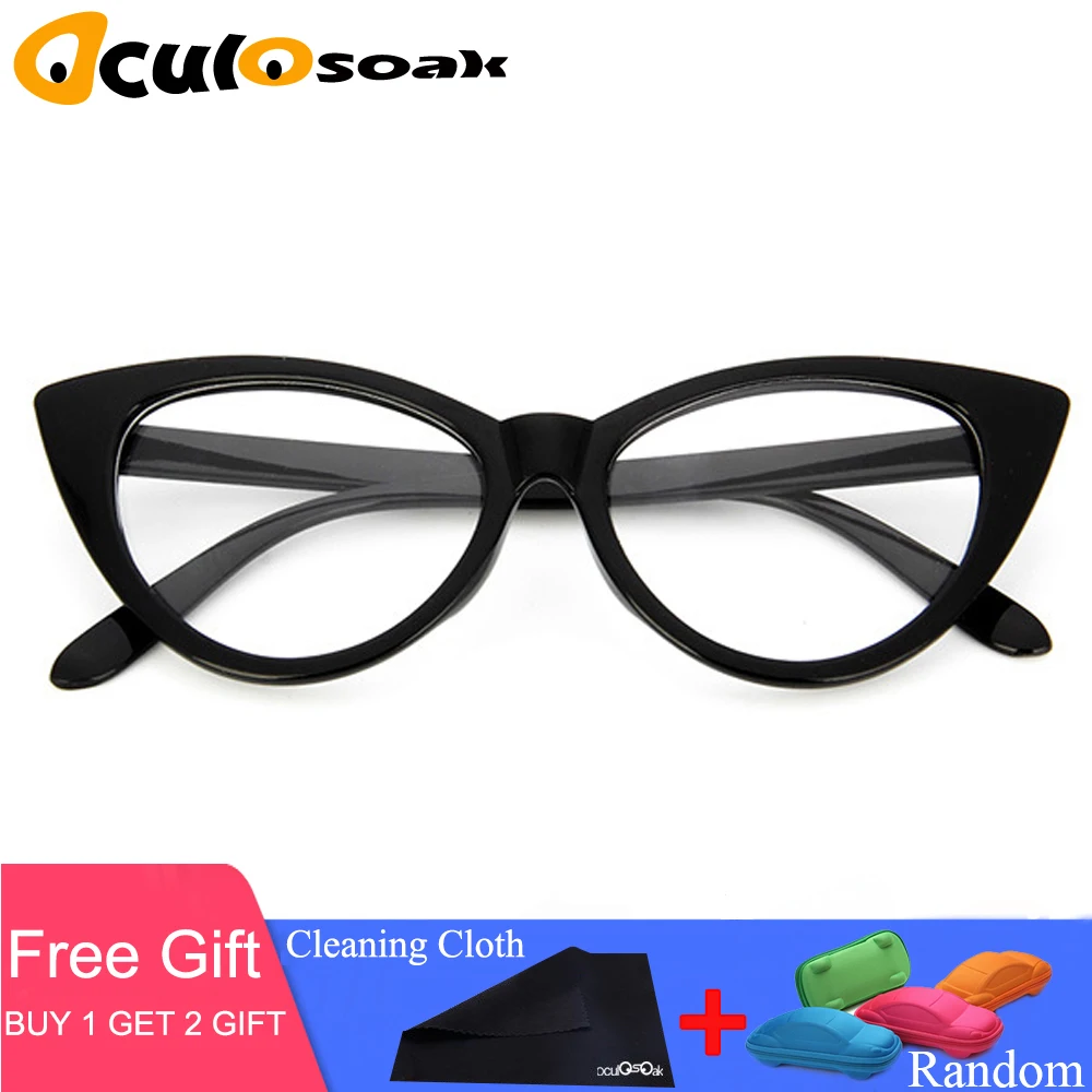 

Women Cat Eye Glasses Frames Cat's Eye Clear Eyeglasses Ladies Spectacles Frame Retro Women's Glasses Brand Designer with box