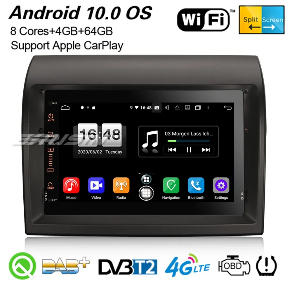 Erisin 8-Core Android 10 Autoradio DAB+4G FIAT DUCATO CITROEN JUMPER PEUGEOT Carplay FM 