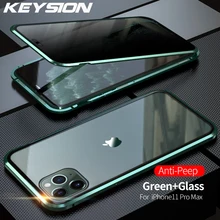 KEYSION анти-писк металлический чехол для телефона для iPhone 11 Pro Max анти-Конфиденциальность 360 закаленное стекло крышка для iPhone XS Max XR X 7 8