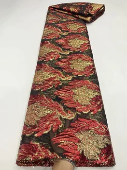 

Hot sale Dress Fabric bronzing golden and red color mysterious pattern ADPS34 big sales promathin Swill Voile Lace Fabric